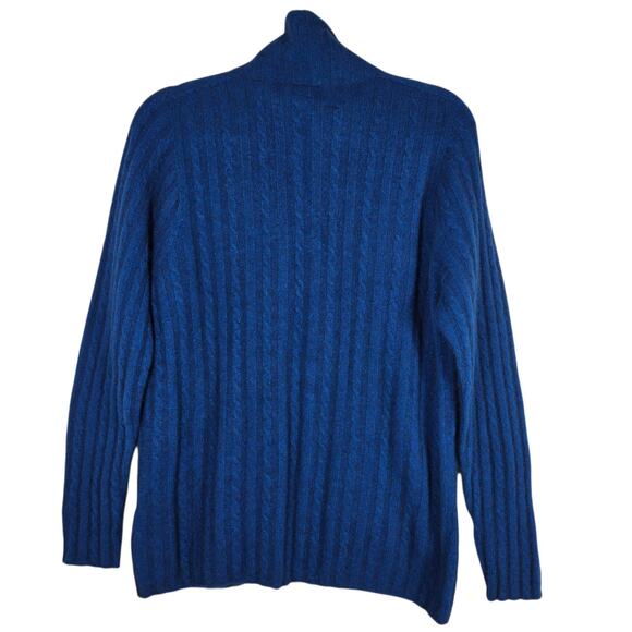 Zinity Sweater Womens Medium Blue Full Zip Cable Knit Possum Merino Made in NZ - Picture 7 of 11